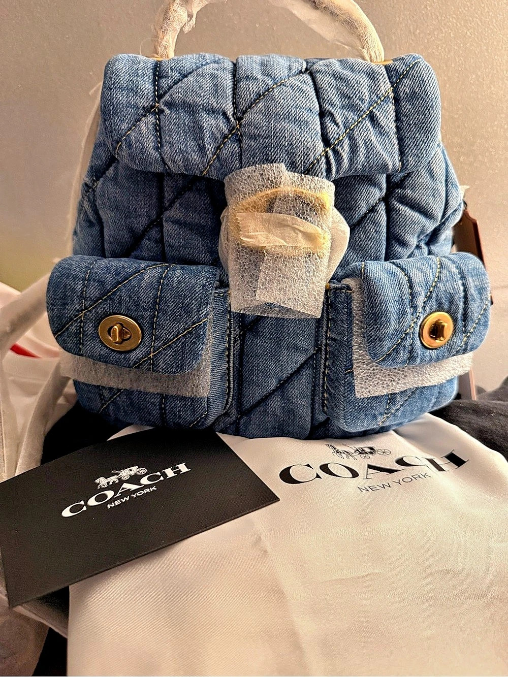 Coach Tabby Backpack With Quilting Denim Backpack in Blue
